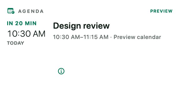 Agenda widget for the Mac desktop, Medium size