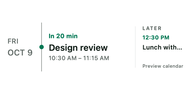 Calendar widget for the Mac desktop, Medium size