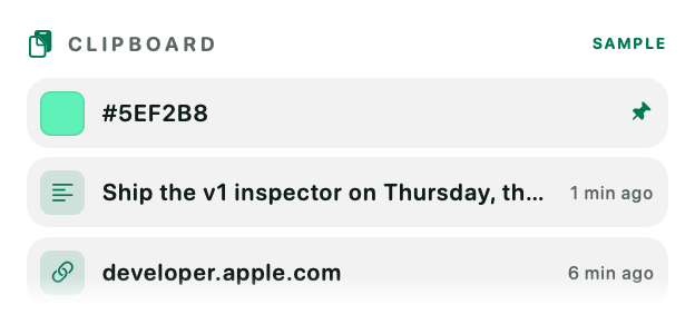 Clipboard widget for the Mac desktop, Medium size