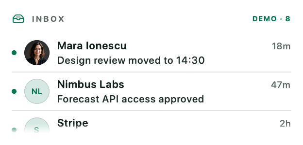 Email widget for the Mac desktop, Medium size
